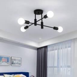 NIVOR Modern 4 Light Metal Industrial Sputnik Bracket Chandelier Black E27 - thumbnail 1
