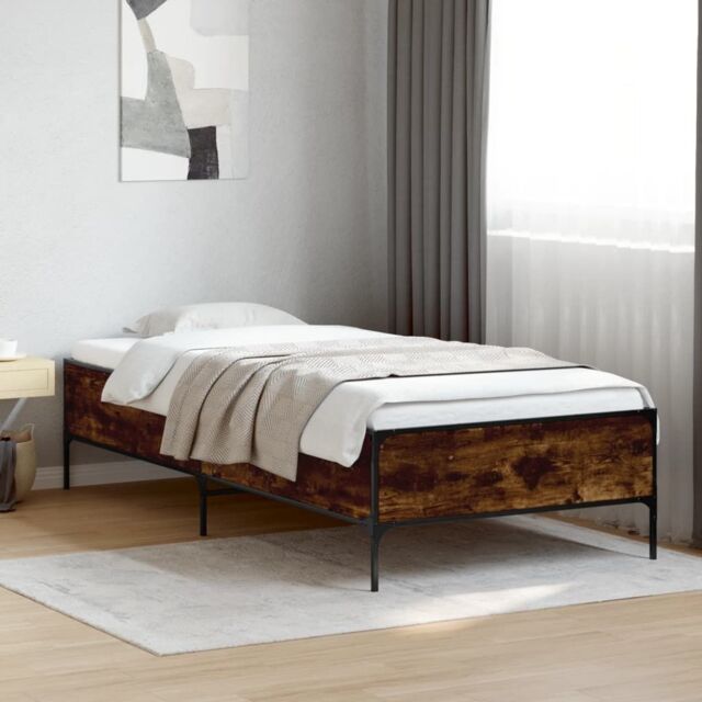 Berkfield Home Bed Frame without Mattress Smoked Oak 100x200 cm in Brown - image 1