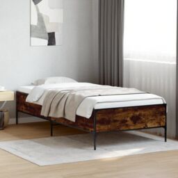 Berkfield Home Bed Frame without Mattress Smoked Oak 100x200 cm in Brown - thumbnail 1