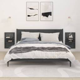 Berkfield Home Wall-mounted Bedside Shelves 2 pcs Grey Solid Wood Pine - thumbnail 2
