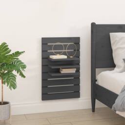 Berkfield Home Wall-mounted Bedside Shelves 2 pcs Grey Solid Wood Pine - thumbnail 3