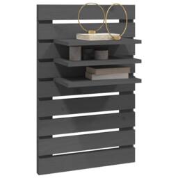 Berkfield Home Wall-mounted Bedside Shelves 2 pcs Grey Solid Wood Pine - thumbnail 4