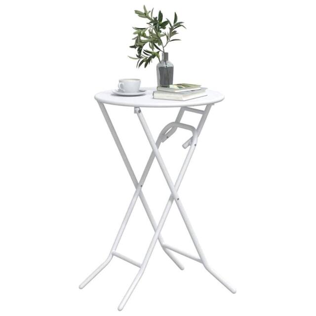 Berkfield Home White Folding Garden Table White √ò50x72 cm Steel - Size: 50x72 cm - image 1