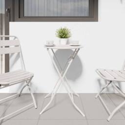 Berkfield Home White Folding Garden Table White √ò50x72 cm Steel - Size: 50x72 cm - thumbnail 4