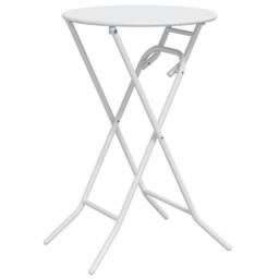 Berkfield Home White Folding Garden Table White √ò50x72 cm Steel - Size: 50x72 cm - thumbnail 3