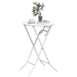 Berkfield Home White Folding Garden Table White √ò50x72 cm Steel - Size: 50x72 cm - thumbnail 1
