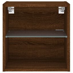 Berkfield Home Bedside Cabinets with LED Lights Wall-mounted 2 pcs Brown Oak - thumbnail 9