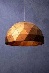 Orsina Medium White Dome Pendant Light, Geometric White Steel Ceiling Light With Clean Finish, Hanging Pendant Lamp in Gold - thumbnail 2
