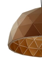 Orsina Medium White Dome Pendant Light, Geometric White Steel Ceiling Light With Clean Finish, Hanging Pendant Lamp in Gold - thumbnail 4