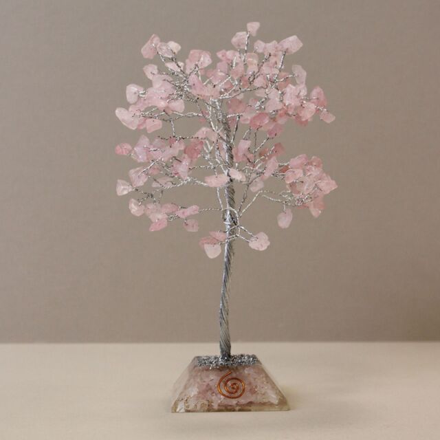 KDMD Gemstone Tree with Organite Base - 160 Stone - Rose Quartz in Pink - image 1