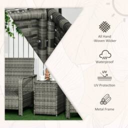 okwish 3-Piece Bistro Set with Storage Table Orange Rattan - thumbnail 3