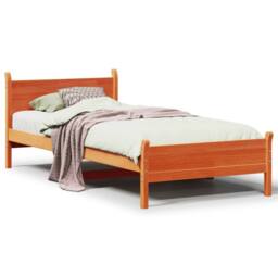 Berkfield Home Decorative Bed Frame without Mattress Wax Brown 100x200 cm Solid - thumbnail 3