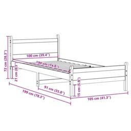 Berkfield Home Decorative Bed Frame without Mattress Wax Brown 100x200 cm Solid - thumbnail 9