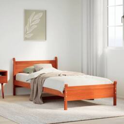 Berkfield Home Decorative Bed Frame without Mattress Wax Brown 100x200 cm Solid - thumbnail 2