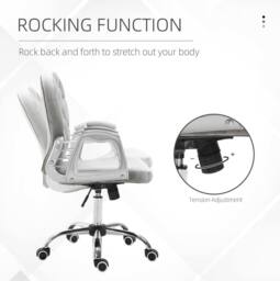STILVORA Grey Velvet Office Chair with Adjustable Height - thumbnail 5