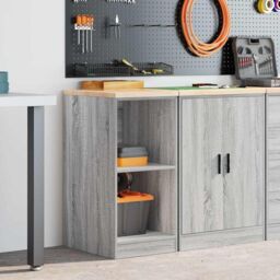 Berkfield Home Garage Storage Cabinet Grey Sonoma 40x51x85 cm Solid Wood Pine - Size: 40 x 51 x 85 cm - thumbnail 3