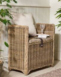 Dibor Traditional Style Woven Indoor Bench & Storage Trunk in Natural - thumbnail 4