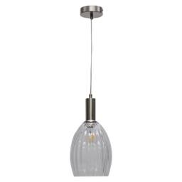 First Choice Lighting Birch - Clear Fluted Glass Satin Nickel Deco Pendant Fitting