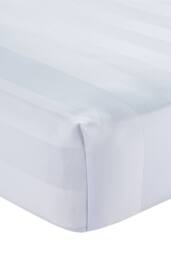Catherine Lansfield 'So Soft Satin Stripe' Fitted Sheet in White - Size: King - thumbnail 3