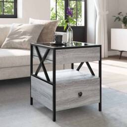 Berkfield Home Decorative Coffee Table with Infinity LED Grey Sonoma 40x40x51 cm - Size: 40 x 40 x 51 cm - thumbnail 4