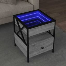 Berkfield Home Decorative Coffee Table with Infinity LED Grey Sonoma 40x40x51 cm - Size: 40 x 40 x 51 cm - thumbnail 2