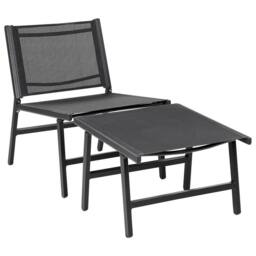 Wyld and Coco Folding Garden Chair with Footrest - Black Textilene - thumbnail 2