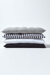 Homescapes Set of 4 Black & White Stripe Seat Pad with Straps 40 x 40 cm - Size: 40 cm x 40 cm - thumbnail 8