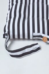 Homescapes Set of 4 Black & White Stripe Seat Pad with Straps 40 x 40 cm - Size: 40 cm x 40 cm - thumbnail 4