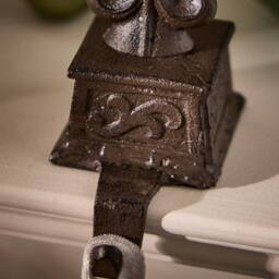 Dibor Antique Brown Fleur de Lys Stocking Hook Christmas Stocking Holder - Size: 1 Pack - thumbnail 4
