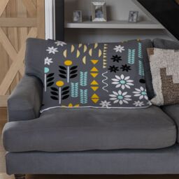 Benjamin Tate Design Flower Print Blanket in Natural - Size: 120 cm x 150 cm - thumbnail 2