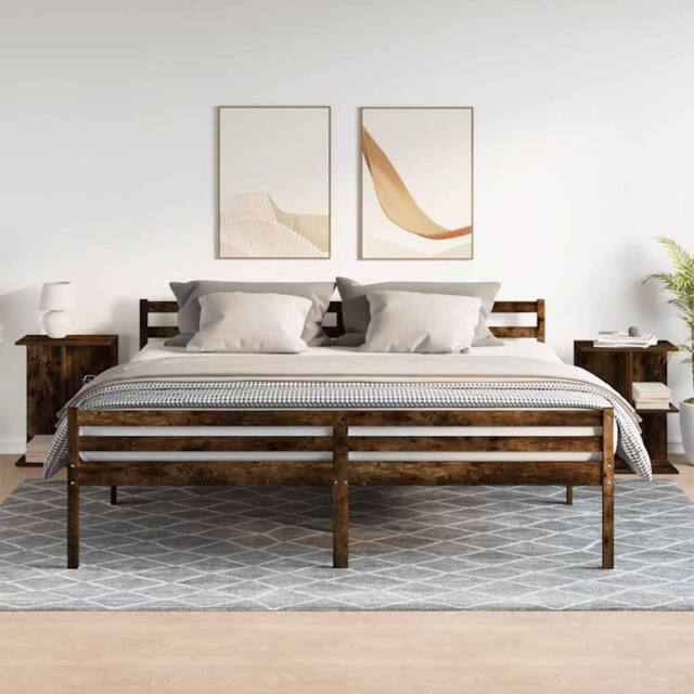 Berkfield Home Elegant Bedside Tables 2 pcs Smoked Oak 46.5x29x61 cm Engineered Wood in Brown - image 1