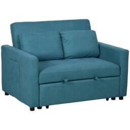 Wyld Haus Codoha Kapa Blue 2 Seater Fabric Sofa Bed Side Pockets & Cushions - thumbnail 2