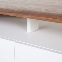 Wyld and Coco TV Stand Dark Brown and White Lacquered Console 3 Drawers - thumbnail 7