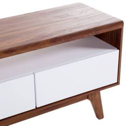 Wyld and Coco TV Stand Dark Brown and White Lacquered Console 3 Drawers - thumbnail 8