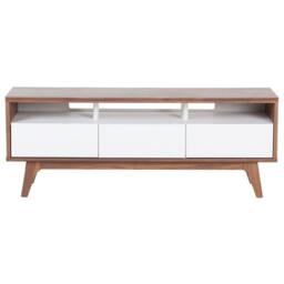 Wyld and Coco TV Stand Dark Brown and White Lacquered Console 3 Drawers - thumbnail 4