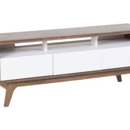 Wyld and Coco TV Stand Dark Brown and White Lacquered Console 3 Drawers - thumbnail 2