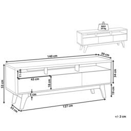 Wyld and Coco TV Stand Dark Brown and White Lacquered Console 3 Drawers - thumbnail 3