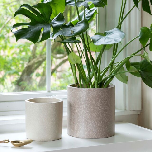 Ivyline Valetta Caramel Terrazzo Planter Set of 3 Premium Glaze in Brown - image 1