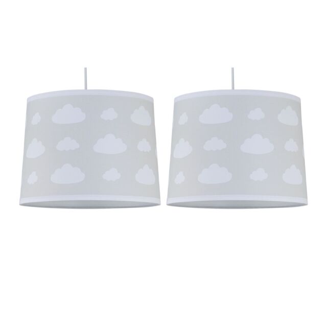 First Choice Lighting Set of 2 Clouds - Light Grey Easy Fit Fabric Pendant Shade in White - image 1