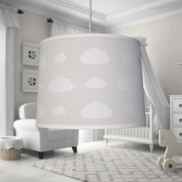 First Choice Lighting Set of 2 Clouds - Light Grey Easy Fit Fabric Pendant Shade in White - thumbnail 4