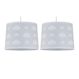 First Choice Lighting Set of 2 Clouds - Light Grey Easy Fit Fabric Pendant Shade in White