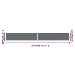 Berkfield Home Retractable Side Awning Anthracite 160x1200 cm in Dark Grey - thumbnail 8