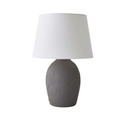 ValueLights Clint Linen Tapered Shade Grey Etched Hand Finished Ceramic Table Lamp with Bulb in Mid Grey - thumbnail 2