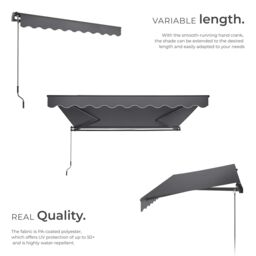 tectake Retractable Awning Ornella in Dark Grey - Size: 300 cm x 250 cm - thumbnail 3
