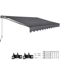 tectake Retractable Awning Ornella in Dark Grey - Size: 300 cm x 250 cm - thumbnail 1