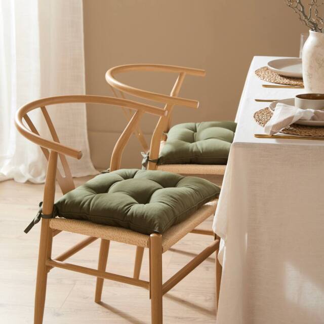 Yard Slub Cotton 2-Pack Plain Indoor/Outdoor Seat Pads in Khaki - Size: 40 cm x 40 cm - image 1
