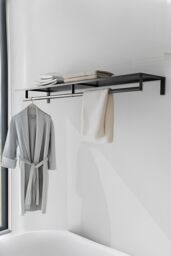 H&O Direct Black Wall Mounted Clothes Rack with Top Shelf - thumbnail 2