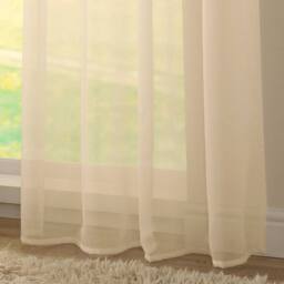 Luxury Living Voile Tab Top Curtain Pair with Crystal Tie Backs Sheer Window Panels in Cream - Size: 145 cm width x 137 cm drop - thumbnail 7