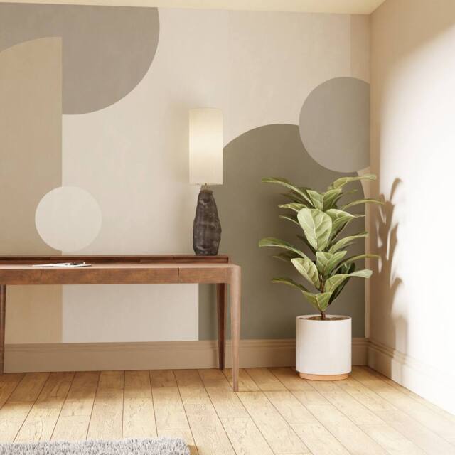 Superfresco Easy Curve & Arch Geo Neutral Print To Order 3m x 2.8m Mural in Beige - image 1