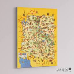 "Artery8 Map Avey 1942 Arizona Welcomes You Canvas Wall Art Print in Yellow - Size: W18"" x H24""" - thumbnail 2